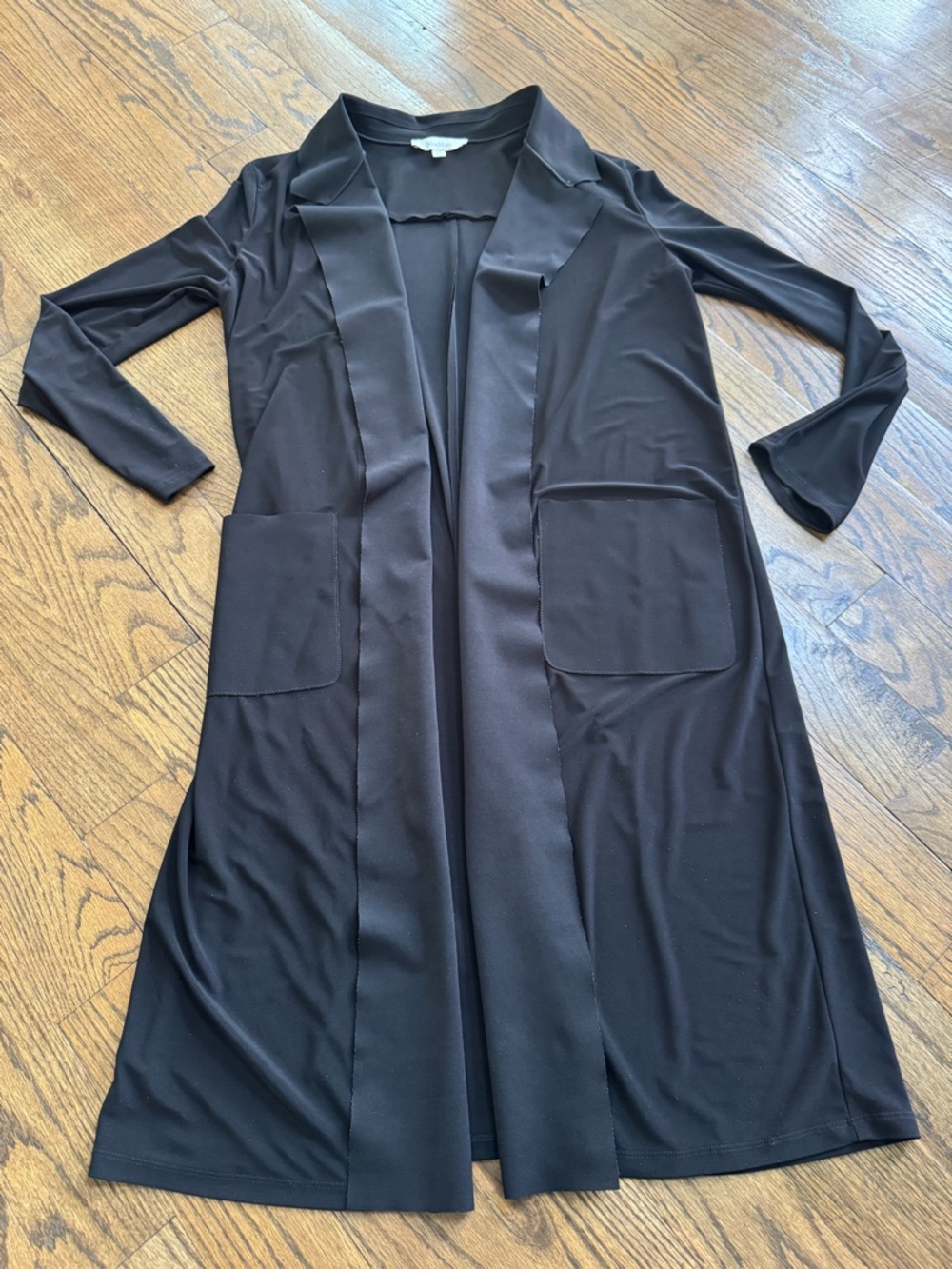 Max Mara Leisure Black Open Front Cardigan Jacket Medium Long Duster Stretch